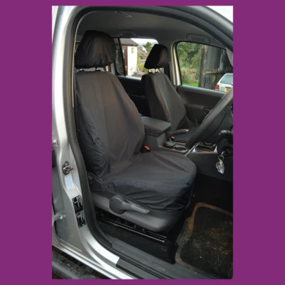 VW Volkswagen Amarok V6 2016+ negro impermeable par de fundas de asiento delanteras a medida Foto 1 de 2