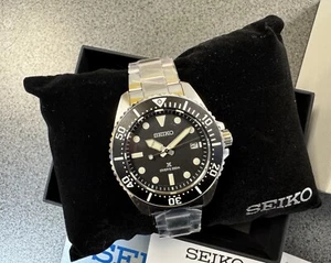 Seiko Prosper Sea Solar Diver Black Dial Silver Watch SNE597 New With Tag - Picture 1 of 11