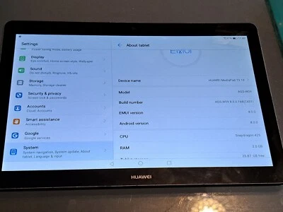Huawei MediaPad T3 10 32GB Grey  Wi-Fi 9.6" Tablet AGS -W09  - Used - Image 1 of 4
