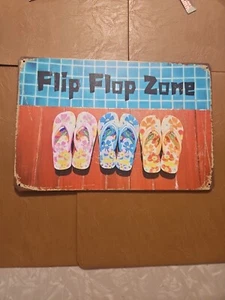 Letrero de zona de chanclas, aproximadamente 8 por 12, hecho para lucir rústico, zapatos de verano - Imagen 1 de 8