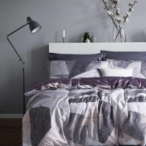 MILDLY Marble Textured Pattern 100% Long Staple Cotton 3pc Duvet Cover Set - Picture 1 of 5