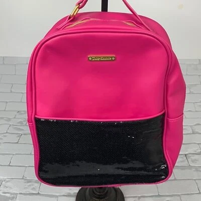 Juicy Couture Backpack bag. Hot pink. Black sequins. Zip close. New! NWOT - Image 1 of 4