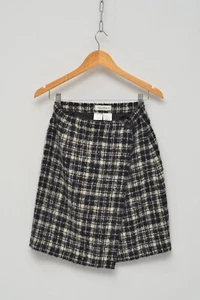Max Mara Luxury Women's Grey Mohair & Wool Plaid Skirt Size UK10 - Picture 1 of 11
