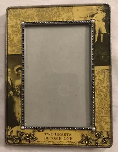 Zwei Herzen werden eins Bilderrahmen Thompson Metall Kunstperlen emailliert 6”x 8” - Bild 1 von 6