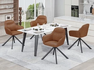 Drehstuhl Esszimmer mit Armlehne Esszimmersthüle 2er Set Küchenstuhl Braun - Bild 1 von 6