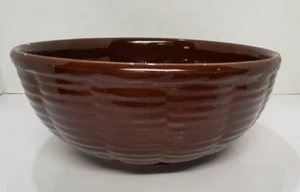 Watt Pottery Brown Glazed Ribbed Ovenware Mixing Bowl #102 USA Chippy Primative - Picture 1 of 12