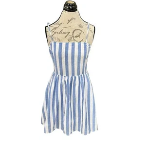 Shein Womens Dress Size Medium Sleeveless Striped Blue Coastal Cow Girl Beach - Picture 1 of 10