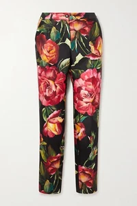 dolce gabbana Cropped floral-print silk-satin slim-leg pants size IT50 - US14 - Picture 1 of 1