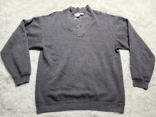 HANES Henley L Shirt Sweatshirt USA MADE Gray Two Button Collar VTG Long Sleeve 
