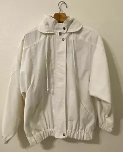 Van Heusen Forever Women's Linen Jacket Size Large Zippered Rain Hood Ivory - Picture 1 of 5