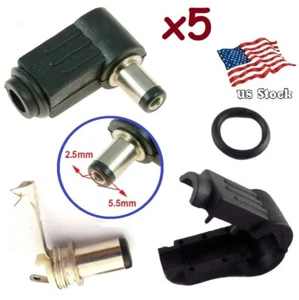 5-Pack 9*5.5 x 2.5mm Right Angle DC Power Cable Male Plug Plastic Connectors  - Picture 1 of 6