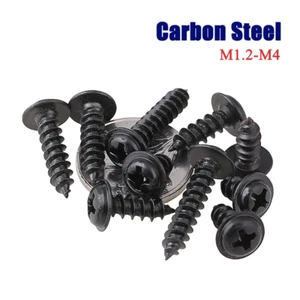 Black Phillips Flanged Pan Head Self Tapping Screws Round Head Carbon Steel  - Picture 1 of 49