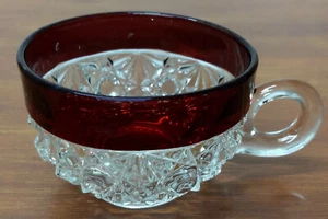 EAPG 1890s George Duncan DAISY & BUTTON Ruby Stained Glass Custard PUNCH CUP - Picture 1 of 2