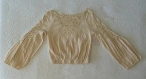 Free People Embroidered Gauze Crochet Lace Bell Sleeve Festival Top XS S NWT$148 - Picture 1 of 18