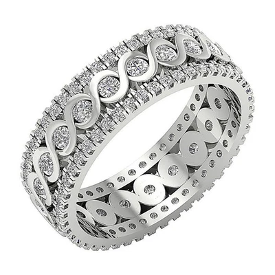 Three Row Eternity Ring I1 G 1.75Ct Genuine Round Diamond 14K Solid Gold 6.40 mm - Image 1 of 4