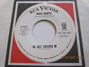 DEMO PROMO-JANICE HARPER-HE JUST CHECKED IN-RCA SCARCE ON DEMO - Picture 1 of 2