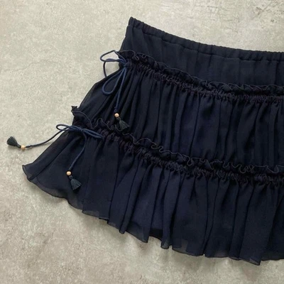 Minifalda SEE BY CHLOE en capas, gasa, reunida, azul marino, talla 40 Foto 1 de 4