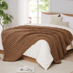 Chunky Knit Blanket Throw - Soft Chenille Yarn Throw Blanket 40x50: Handmade ... - Picture 1 of 7