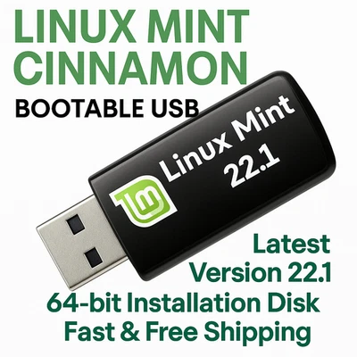 Linux Mint Latest 22.1 Cinnamon Version 64bit BOOTABLE/LIVE USB FREE SHIPPING - Image 1 of 4