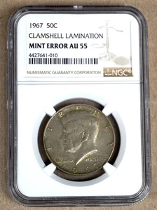 1967 KENNEDY HALF DOLLAR - CLAMSHELL LAMINATION NGC AU55 641010 - Picture 1 of 3