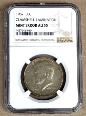 1967 KENNEDY HALF DOLLAR - CLAMSHELL LAMINATION NGC AU55 641010 - Image 1 of 3
