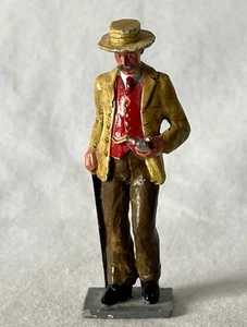 Vintage Painted Lead Toy Soldier Lancer Prosperous Gent in Straw Boater #81-828 - Picture 1 of 10