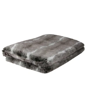 Northlight Lovely Rustic White Gray Faux Fur Super Soft Throw Blanket 50"x60" - Picture 1 of 2
