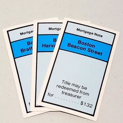 Anti-Monopoly #5906 Game Replacement Set of 3 Boston Mortgage Cards Blue - Image 1 of 4