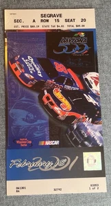 Dale Earnhardt SR Last Race Ticket Stub Segrave Section Feb 18 2001~ SA/R15/S20 - Picture 1 of 3