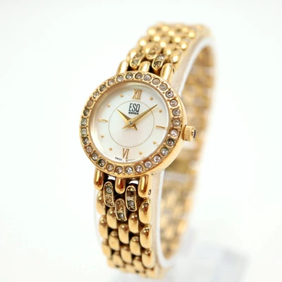 ESQ Swiss Womens Watch Gold Tone 22mm MOP Dial Steel Bracelet with New Battery - Image 1 of 4