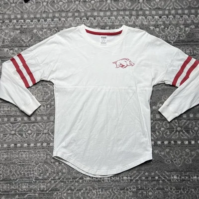 Victorias Secret PINK Arkansas Razorbacks Spirit Jersey Shirt Womens XS White - Image 1 of 4