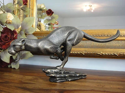 Escultura Jaguar Hierro Fundido Guepardo Figura Leopardo Estatua Pantera Puma Tigre León