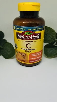 Dosagem extra forte feita na natureza vitamina C mastigável 1000 mg 90 comprimidos 11/2025 - Imagem 1 de 4