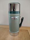 Vintage Stanley Aladdin Flask A-1350B 24Oz Wide Mouth Green & Silver Great Cond!