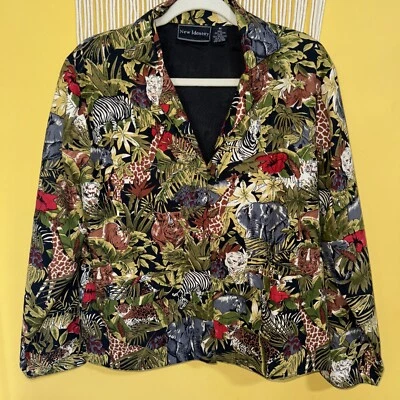 New Identity Business Casual Jungle Animal Cotton Blazer Size Medium - Image 1 of 4