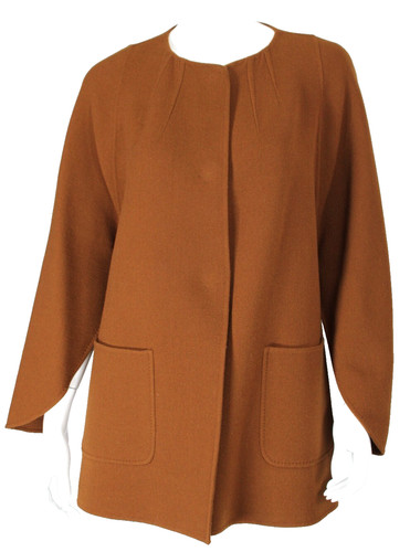 Cappotto corto FENDI marrone dorato lana crepe manica curva 42