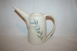 JK Pottery Hand Thrown Cream Watering Can Vase Grey Leaf Design - Picture 1 of 5