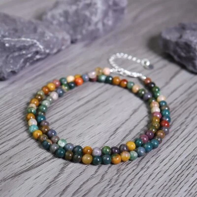 Gargantilla delicada con cuentas de piedras preciosas de cristal de jaspe marino de 4 mm regalos minimalistas Foto 1 de 4