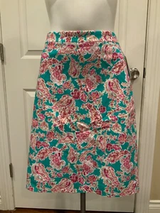 J. Crew Teal Green & Pink Floral Patterned Pencil Skirt Size 14 NWT! - Picture 1 of 7