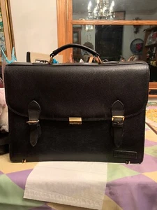 Mephisto Unisex Men Women Black Pebbled Leather Briefcase Tote Satchel EUC - Picture 1 of 12