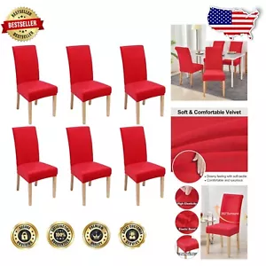 Versatile Velvet Chair Covers Set of 6 - Decorate and Protect Your Dining Chairs - Picture 1 of 10