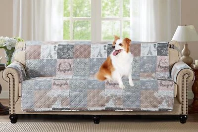 Funda de sofá Brilliant Sunshine Paris and Toile con retazos florales, acolchada X-La... Foto 1 de 4