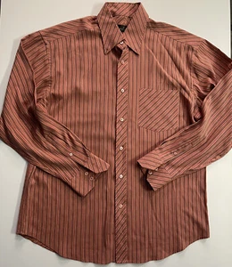 Camisa BUGATCHI para hombre naranja polvoriento oscuro manga larga a rayas talla L - Imagen 1 de 4