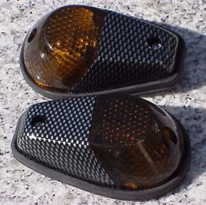 Suzuki GSXR600 GSXR 250 600 750 1000 1100 CARBON/SMOKE Flush Mount Turn Signals - Picture 1 of 2