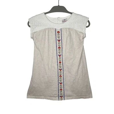 Vestido canesú de encaje con panel bordado beige blanco talla 130 Hanna Andersson para niñas Foto 1 de 4