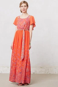 Rouge Paisley Maxikleid von Maeve Größe 0 brandneu mit Etikett von Anthropologie - Bild 1 von 2