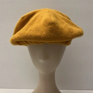 Fashion Accents Womens Mustard Yellow Lambswool Angora Knit Beret Hat OSFA - Picture 1 of 10