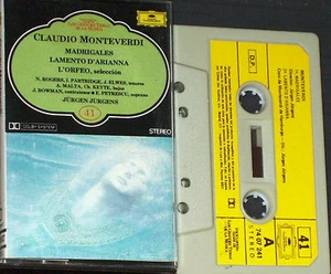 CLAUDIO MONTEVERDI MADRIGALS JURGEN JURGENS CASSETTE SALVAT Lamento d'Arianna - Picture 1 of 4