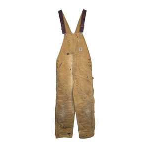 Carhartt VTG 80s Duck Wash Insulated Double Front Knee Overalls Tan Brown 34x32 - Afbeelding 1 van 8