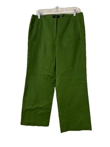 Talbots Pants Womens Green Cotton Wide Leg Trouser Pants Chino Size 12p - Picture 1 of 7